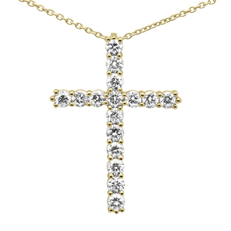 DIAMOND CLOSEOUT! 1.03ct G SI 14K Yellow Gold Diamond Cross Pendant Necklace 16+2" Ext.