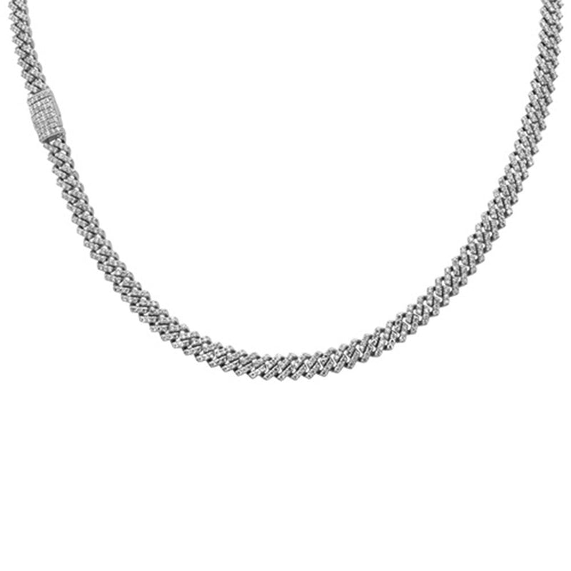SPECIAL!  7mm 11.09ct G SI 14K White Gold Diamond Square Cuban Necklace 22"