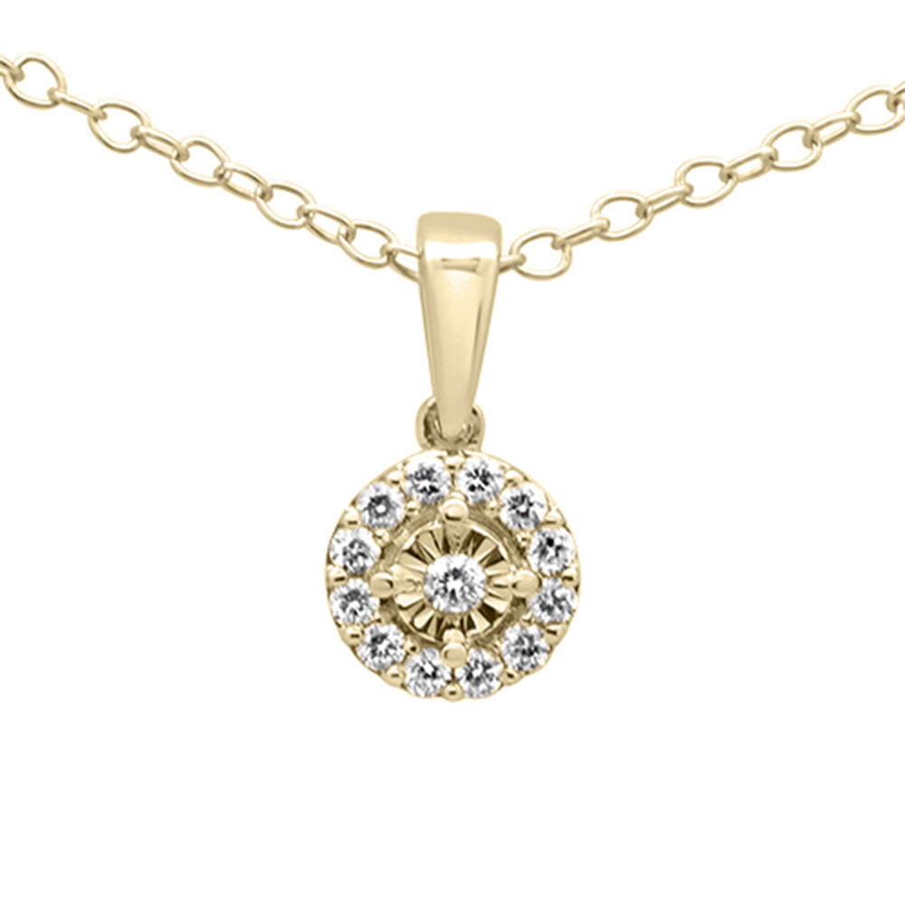 DIAMOND CLOSEOUT! .10ct G SI 14K Yellow Gold Round Diamond Pendant 18" Long Chain