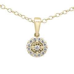 DIAMOND CLOSEOUT! .10ct G SI 14K Yellow Gold Round Diamond Pendant 18" Long Chain