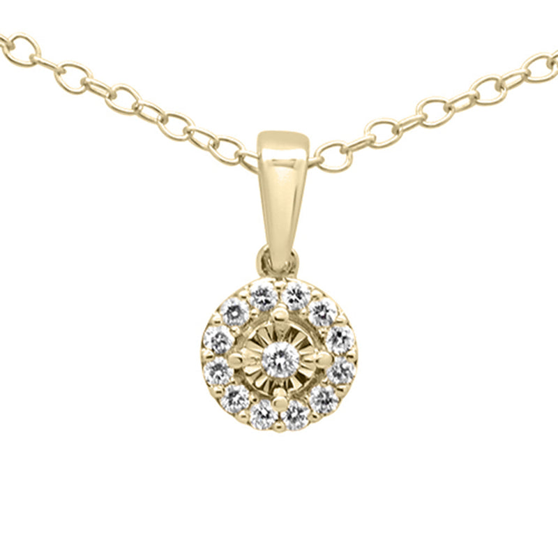 DIAMOND CLOSEOUT! .10ct G SI 14K Yellow Gold Round Diamond Pendant 18" Long Chain