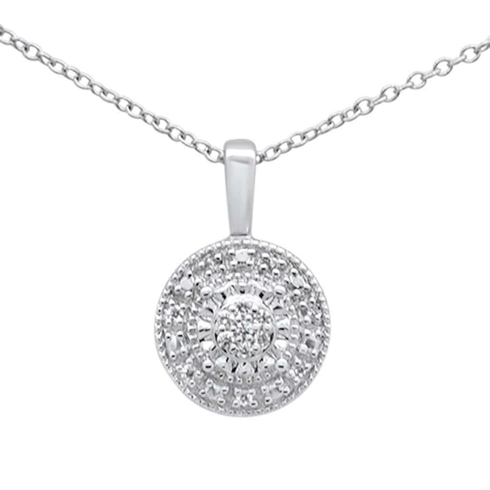 DIAMOND CLOSEOUT! .06ct G SI 10K White Gold Round Diamond Pendant 18" Long Chain