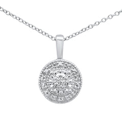 DIAMOND CLOSEOUT! .06ct G SI 10K White Gold Round Diamond Pendant 18" Long Chain