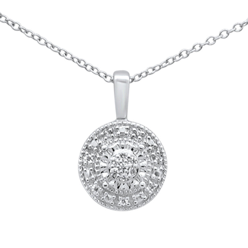 DIAMOND CLOSEOUT! .06ct G SI 10K White Gold Round Diamond Pendant 18" Long Chain