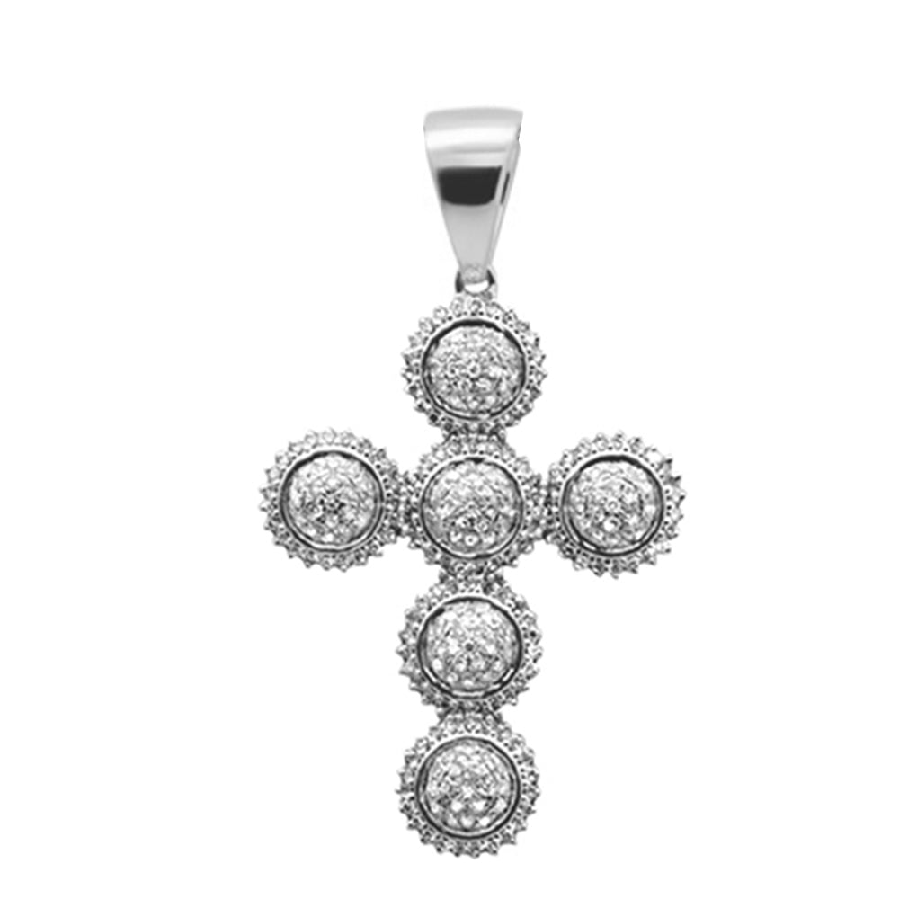DIAMOND CLOSEOUT!  .62ct G SI 10K White Gold Diamond Hip Hop Micro Pave Cross Charm Pendant