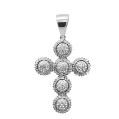 DIAMOND CLOSEOUT!  .62ct G SI 10K White Gold Diamond Hip Hop Micro Pave Cross Charm Pendant