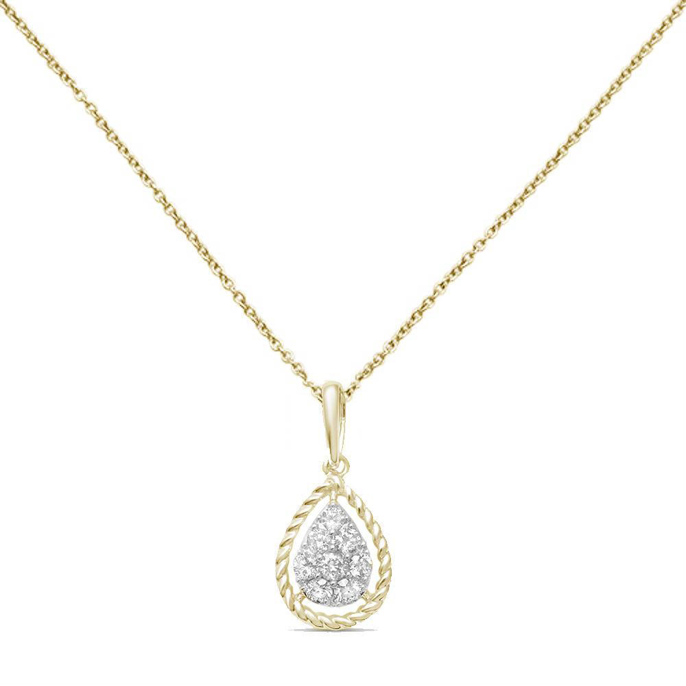 DIAMOND CLOSEOUT! .21ct G SI 14K Yellow Gold Round Diamond Pendant 18" Long Chain
