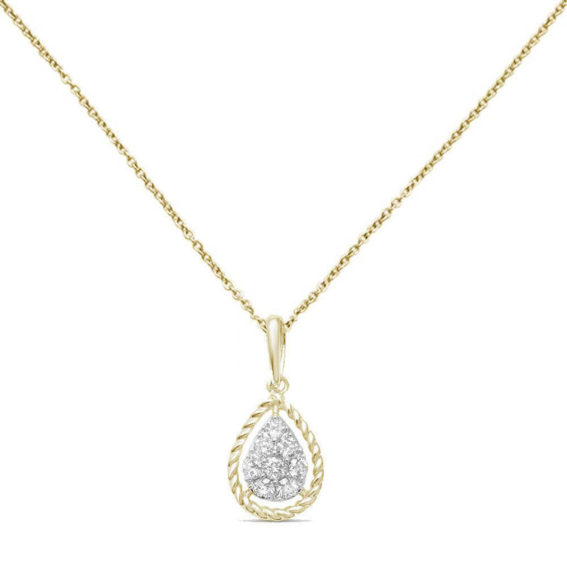 DIAMOND CLOSEOUT! .21ct G SI 14K Yellow Gold Round Diamond Pendant 18" Long Chain