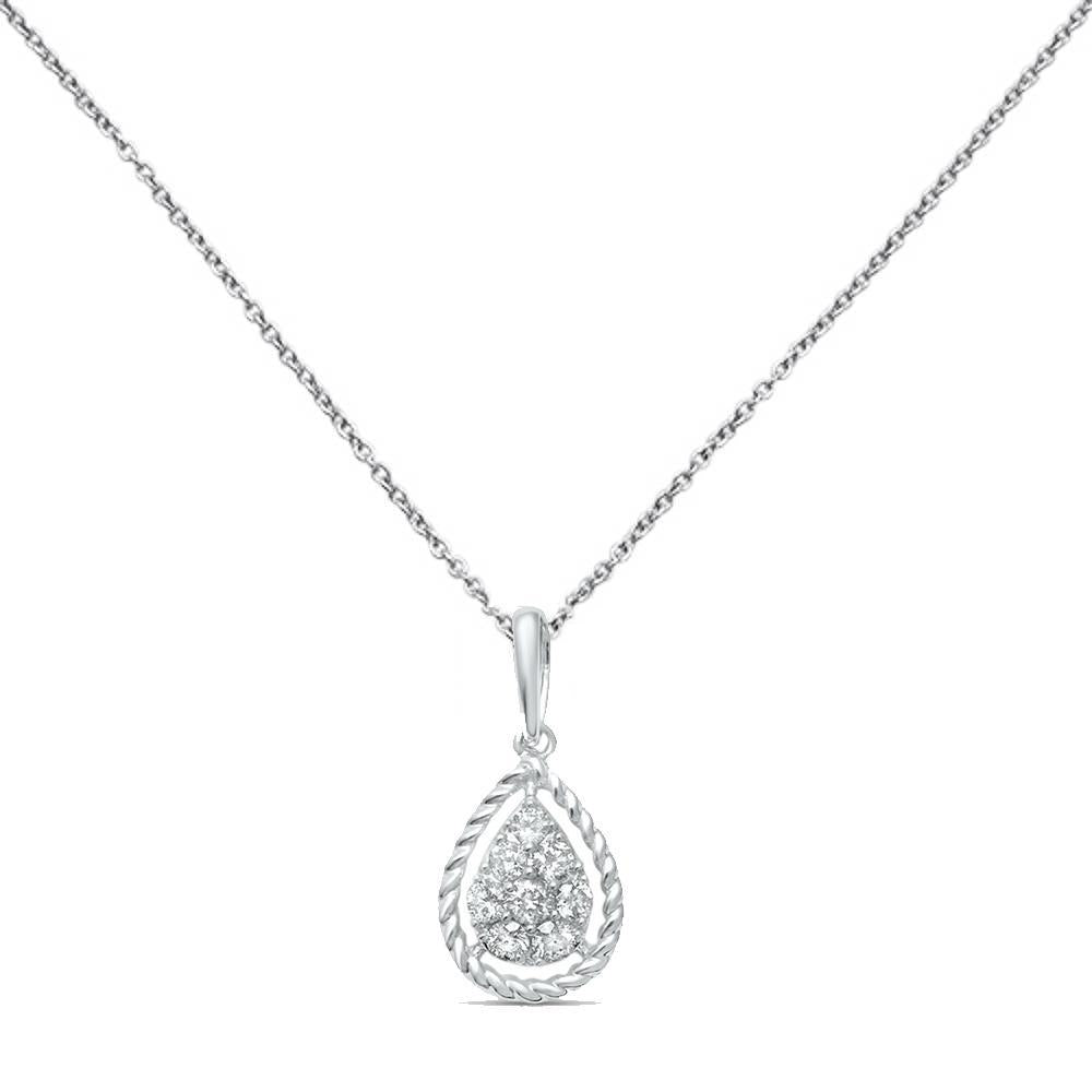DIAMOND CLOSEOUT! .20ct G SI 14K White Gold Round Diamond Pendant 18" Long Chain