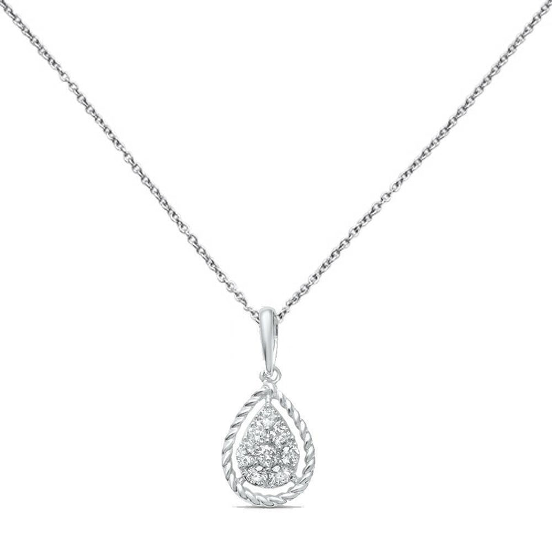 DIAMOND CLOSEOUT! .20ct G SI 14K White Gold Round Diamond Pendant 18" Long Chain