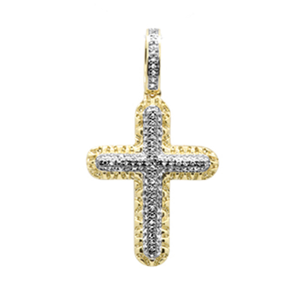 DIAMOND CLOSEOUT!  .26ct G SI 10K Yellow Gold Diamond Miro Pave Cross Charm Pendant