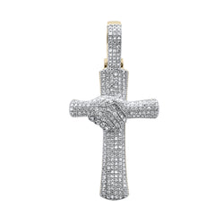 DIAMOND CLOSEOUT!  .66ct G SI 10K Yellow Gold Diamond Hip Hop Micro Pave Cross Charm Pendant