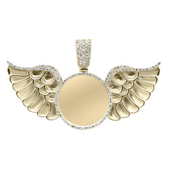 DIAMOND CLOSEOUT!  .25CT G SI 10K Yellow Gold Diamond Iced Out Wings Angel Memory Pendant