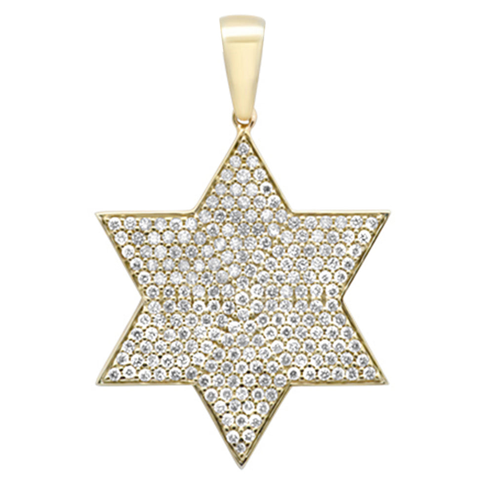 DIAMOND CLOSEOUT!  .78ct G SI 10K Yellow Gold Diamond Micro Pave Iced Out Star Charm Pendant