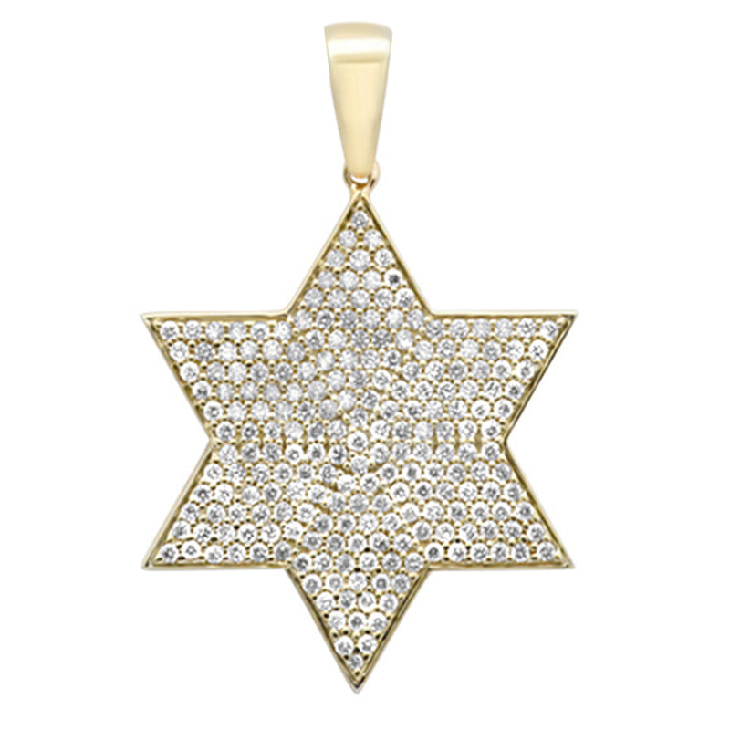 DIAMOND CLOSEOUT!  .78ct G SI 10K Yellow Gold Diamond Micro Pave Iced Out Star Charm Pendant