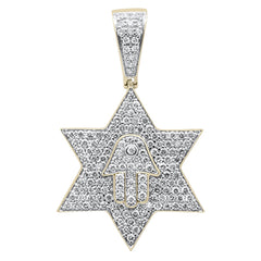 DIAMOND CLOSEOUT!  1.57ct G SI 10K Yellow Gold Diamond Micro Pave Iced Out Star Charm Pendant