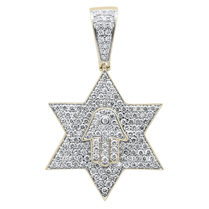 DIAMOND CLOSEOUT!  1.57ct G SI 10K Yellow Gold Diamond Micro Pave Iced Out Star Charm Pendant