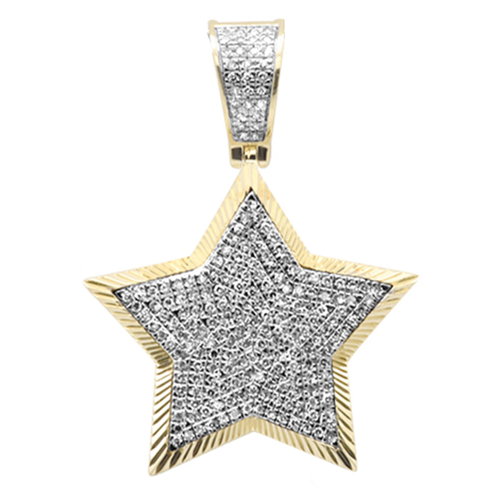 DIAMOND CLOSEOUT!  .53ct G SI 10K Yellow Gold Diamond Hip Hop Micro Pave Star Charm Pendant