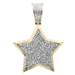 DIAMOND CLOSEOUT!  .53ct G SI 10K Yellow Gold Diamond Hip Hop Micro Pave Star Charm Pendant