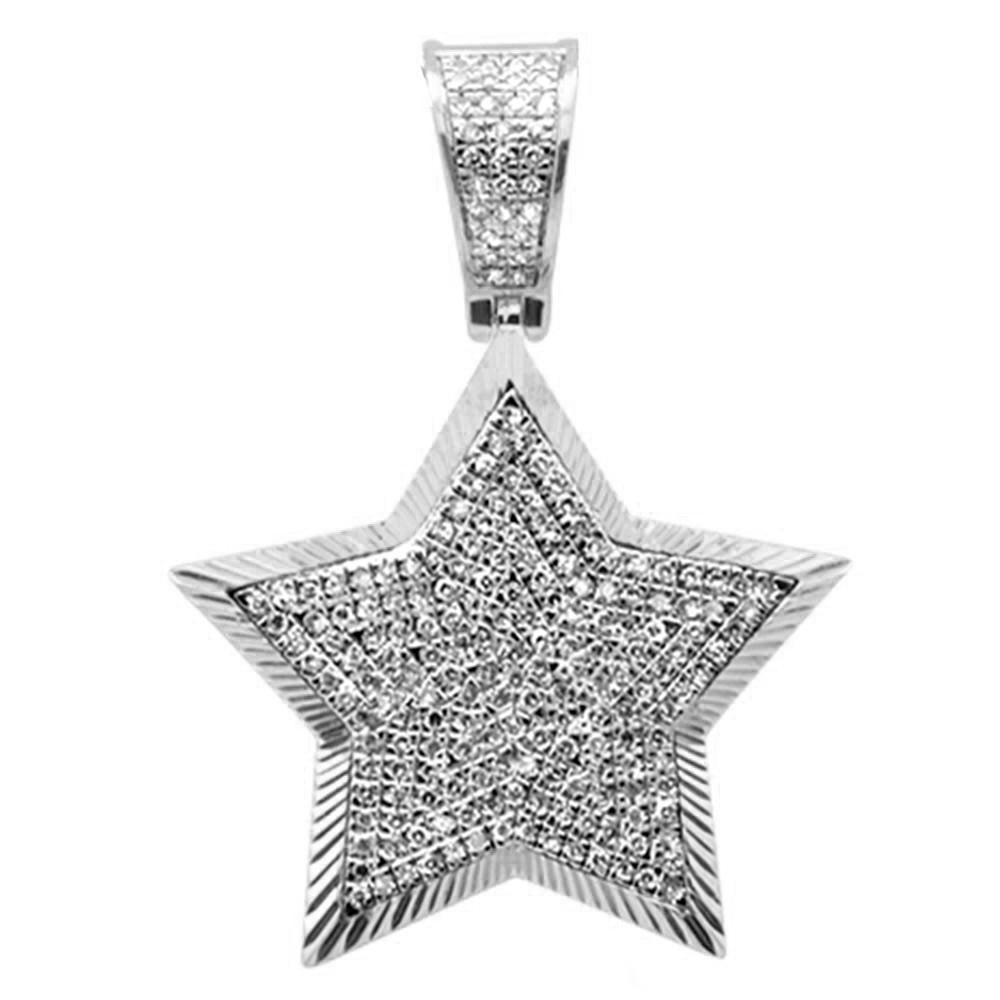 DIAMOND CLOSEOUT!  .53CT G SI 10K White Gold Diamond Star Hip Hop Iced out Charm Pendant