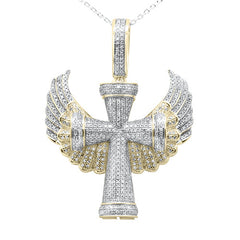 DIAMOND CLOSEOUT!  1.25ct G SI 10K Yellow Gold Cross Diamond Charm Pendant