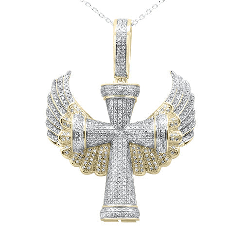 DIAMOND CLOSEOUT!  1.25ct G SI 10K Yellow Gold Cross Diamond Charm Pendant