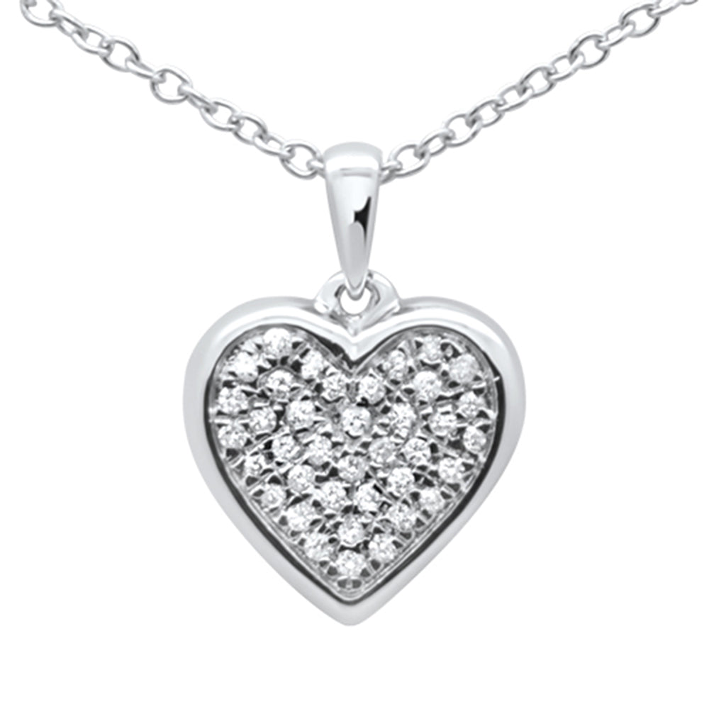 DIAMOND CLOSEOUT!  .09ct G SI 10k White Gold Diamond Heart Diamond Pendant Necklace 18"
