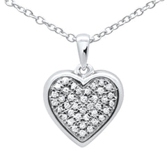 DIAMOND CLOSEOUT!  .09ct G SI 10k White Gold Diamond Heart Diamond Pendant Necklace 18"