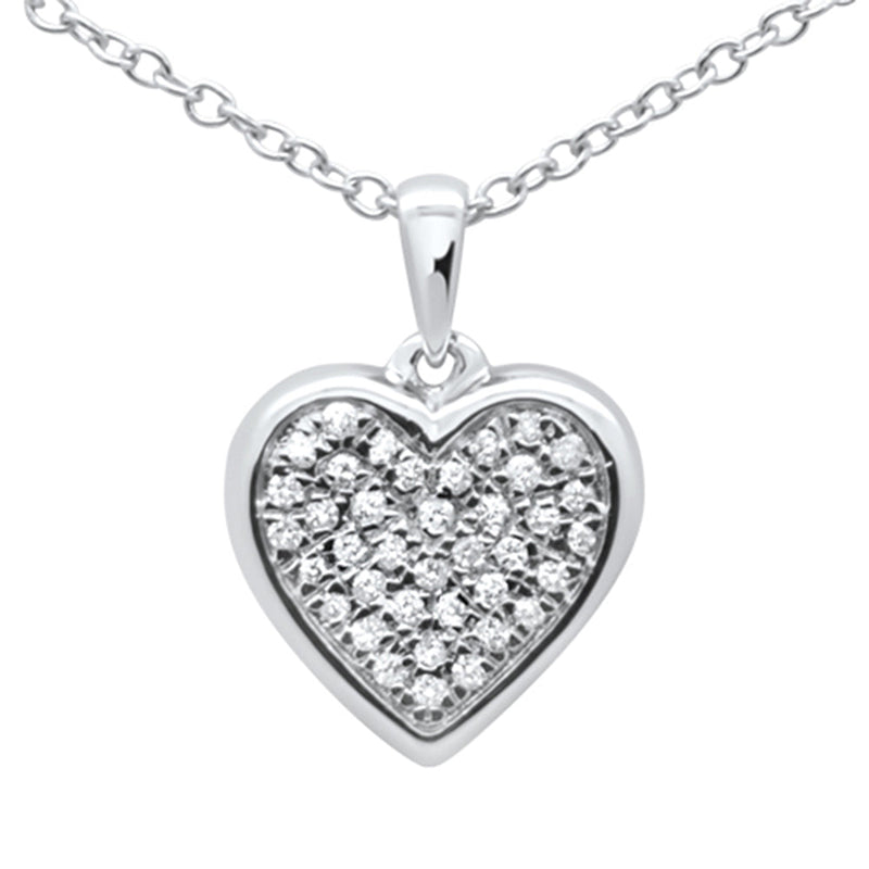 DIAMOND CLOSEOUT!  .09ct G SI 10k White Gold Diamond Heart Diamond Pendant Necklace 18"