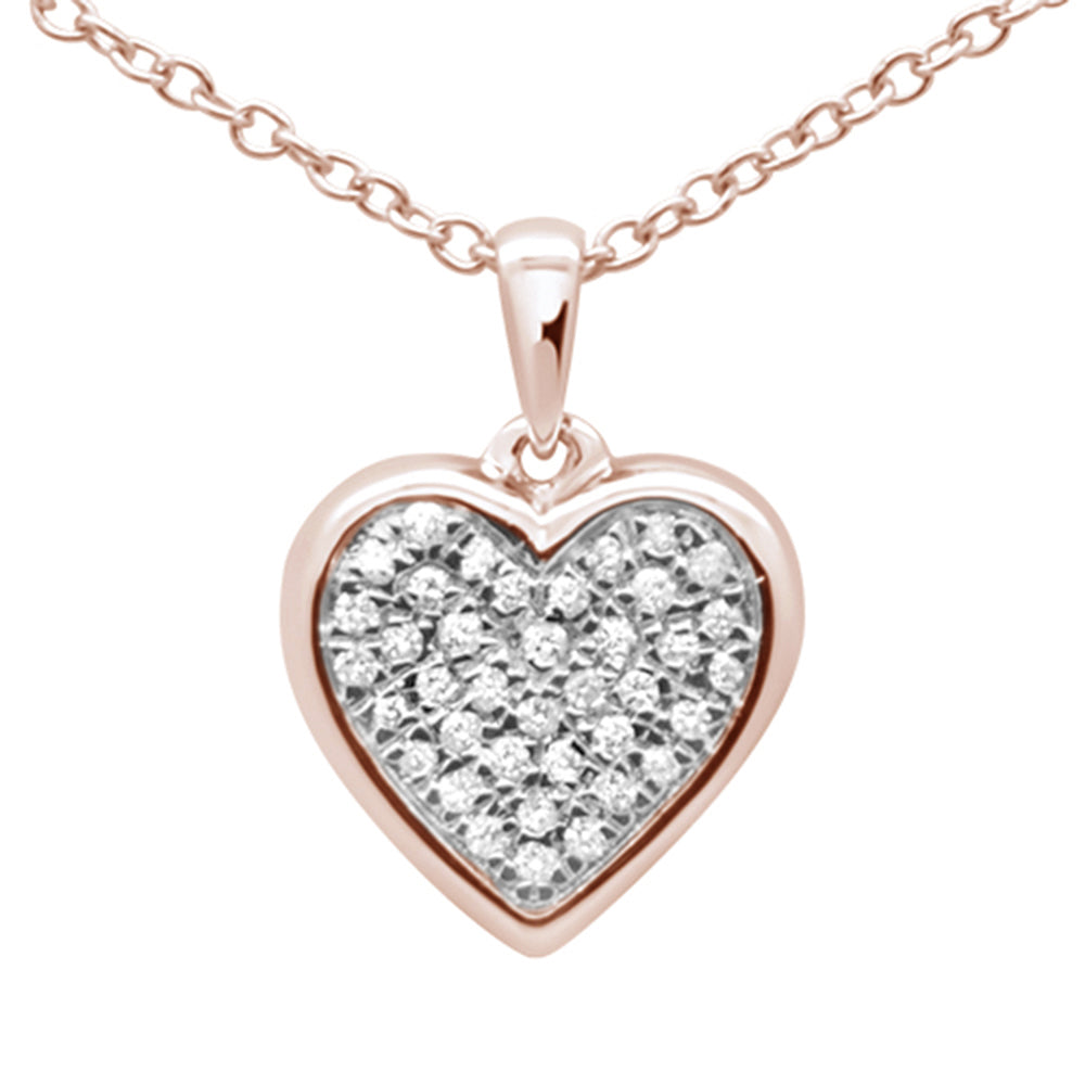 DIAMOND CLOSEOUT! .10ct G SI 14k Rose Gold Diamond Heart Diamond Pendant Necklace 18"
