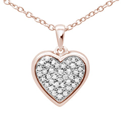DIAMOND CLOSEOUT! .10ct G SI 14k Rose Gold Diamond Heart Diamond Pendant Necklace 18"