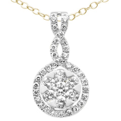 DIAMOND CLOSEOUT! .59CT G SI 14KT Yellow Gold Diamond Trendy Drop Dangle Pendant Necklace 18"