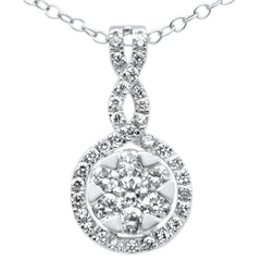 DIAMOND CLOSEOUT! .60CT G SI 14KT White Gold Diamond Trendy Drop Dangle Pendant Necklace 18"