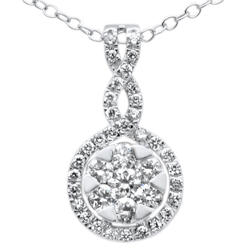 DIAMOND CLOSEOUT! .60CT G SI 14KT White Gold Diamond Trendy Drop Dangle Pendant Necklace 18"