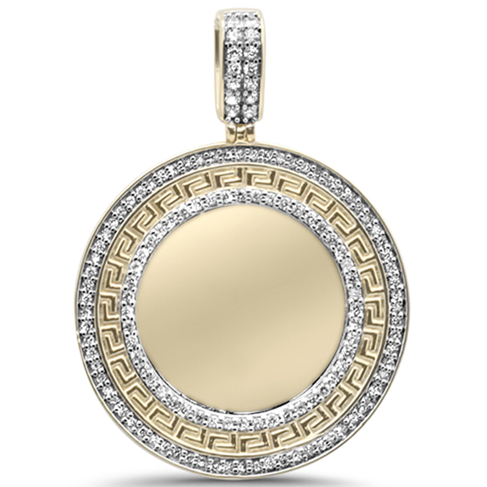 DIAMOND CLOSEOUT!  .30CT G SI 10KT Yellow Gold Diamond Micro Pave Greek Key Design Memory Charm Pendant