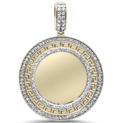 DIAMOND CLOSEOUT!  .30CT G SI 10KT Yellow Gold Diamond Micro Pave Greek Key Design Memory Charm Pendant
