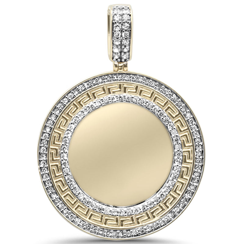 DIAMOND CLOSEOUT!  .30CT G SI 10KT Yellow Gold Diamond Micro Pave Greek Key Design Memory Charm Pendant