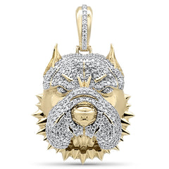 DIAMOND CLOSEOUT! 1.90CT G SI 10K Yellow Gold Diamond Micro Pave Iced Out Bulldog Charm Pendant