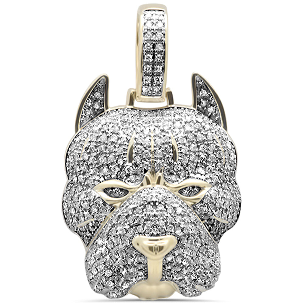 DIAMOND CLOSEOUT!  1.53CT G SI 10KT Yellow Gold Diamond Micro Pave Iced Out Dog Charm Pendant