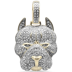 DIAMOND CLOSEOUT!  1.53CT G SI 10KT Yellow Gold Diamond Micro Pave Iced Out Dog Charm Pendant