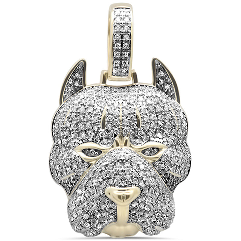 DIAMOND CLOSEOUT!  1.53CT G SI 10KT Yellow Gold Diamond Micro Pave Iced Out Dog Charm Pendant