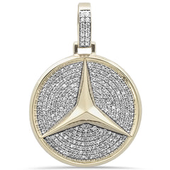DIAMOND CLOSEOUT!  1.70CT G SI 10KT Yellow Gold Diamond Micr Pave Iced Out Emblem Charm Pendant