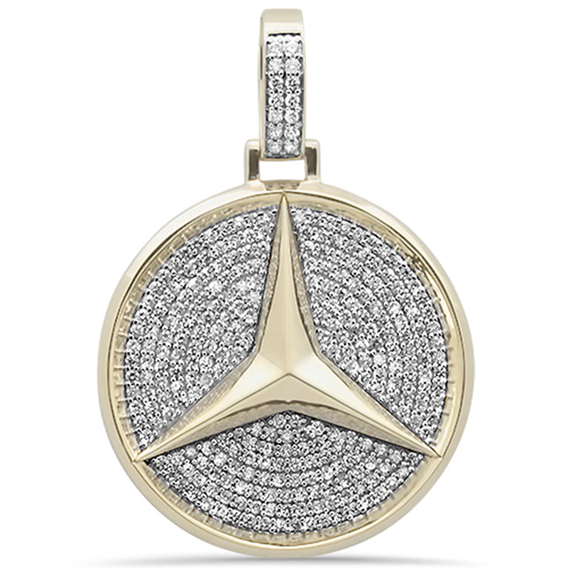 DIAMOND CLOSEOUT!  1.70CT G SI 10KT Yellow Gold Diamond Micr Pave Iced Out Emblem Charm Pendant