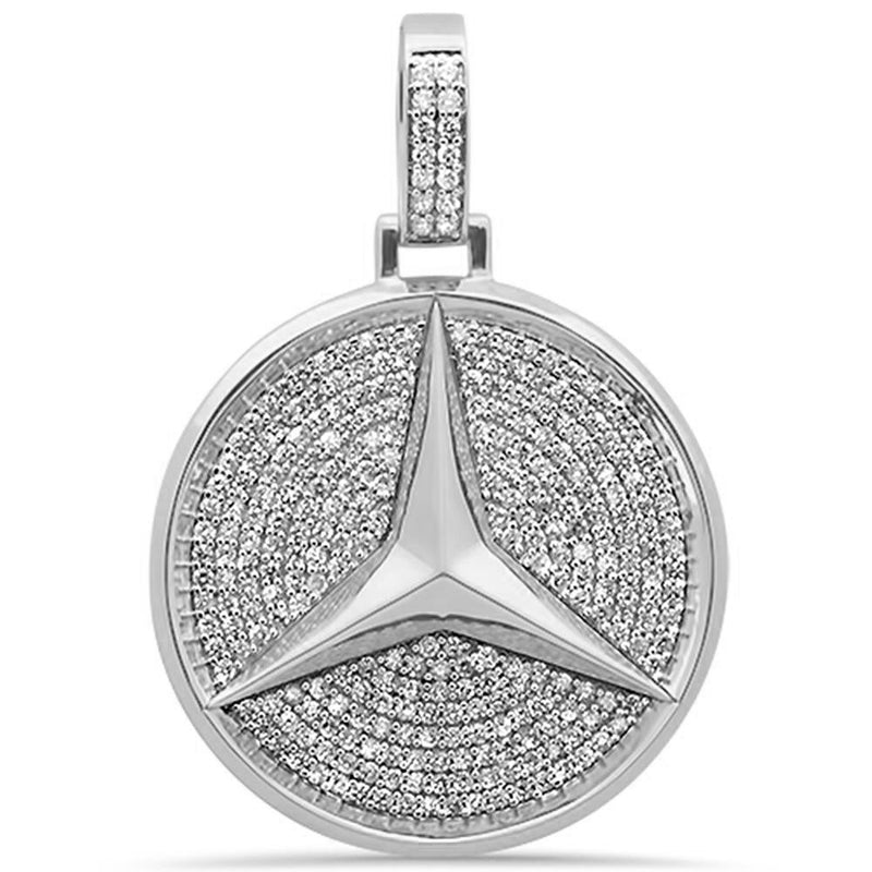 DIAMOND CLOSEOUT!  1.78ct G SI 10K White Gold Diamond Hip Hop Logo Emblem Iced Out Charm Pendant