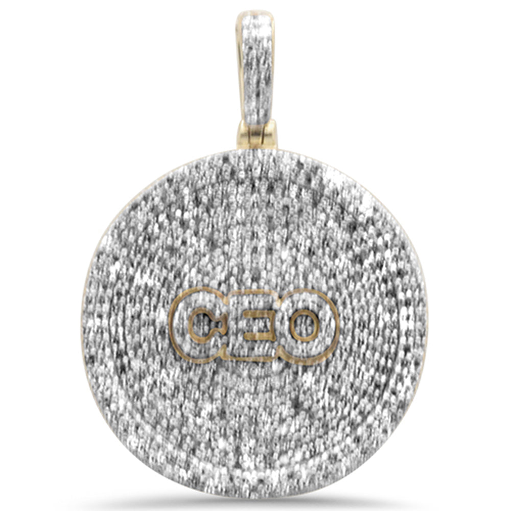 DIAMOND CLOSEOUT!  .81CT G SI 10KT Yellow Gold Diamond Micro Pave Iced out "CEO" Disc Charm Pendant