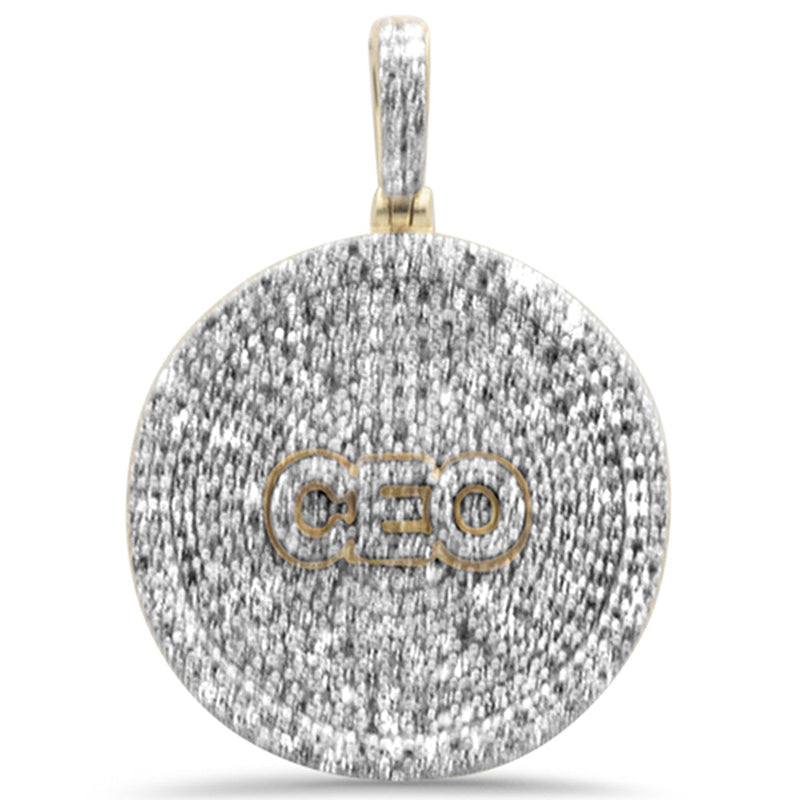 DIAMOND CLOSEOUT!  .81CT G SI 10KT Yellow Gold Diamond Micro Pave Iced out "CEO" Disc Charm Pendant