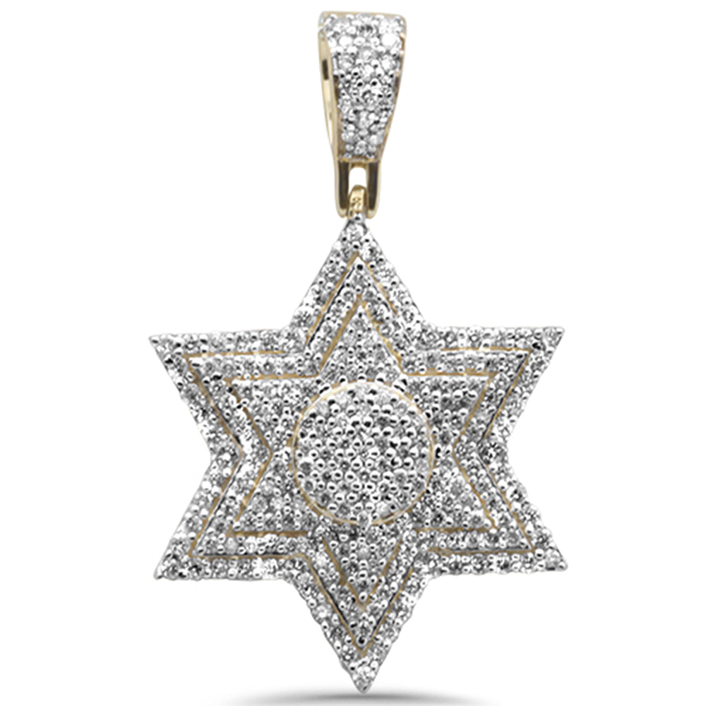 DIAMOND CLOSEOUT!  1.00CT G SI 10KT Yellow Gold Diamond Micro Pave Iced out Star Charm Pendant