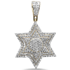 DIAMOND CLOSEOUT!  1.00CT G SI 10KT Yellow Gold Diamond Micro Pave Iced out Star Charm Pendant