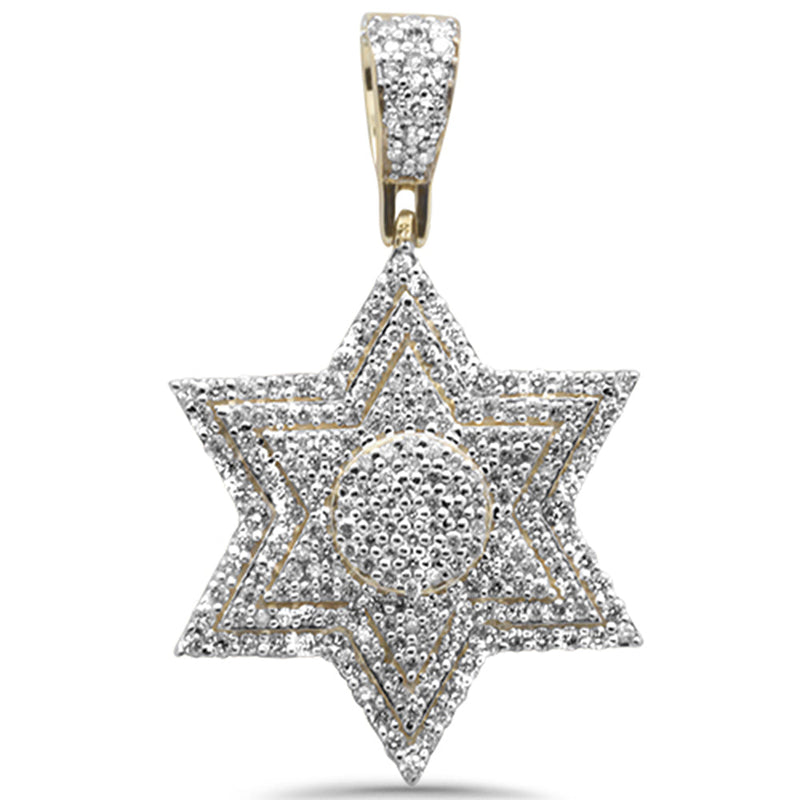 DIAMOND CLOSEOUT!  1.00CT G SI 10KT Yellow Gold Diamond Micro Pave Iced out Star Charm Pendant