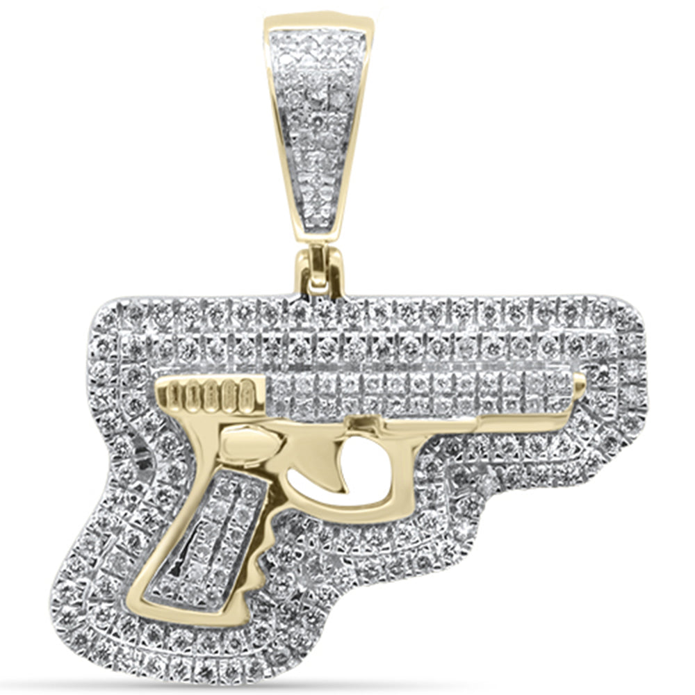 DIAMOND CLOSEOUT!  .76ct G SI 10K Yellow Gold Diamond Hip Hop Fire arm Pendant